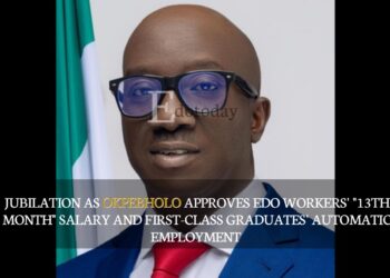 Jubilation As Okpebholo Approves Edo workers’ “13th Month” Salary And First-class Graduates’ Automatic Employment 