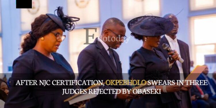 After NJC Certification, Okpebholo Swears In Three Judges Rejected By Obaseki