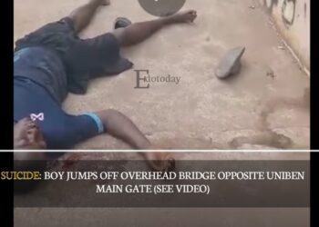 SUICIDE: Boy Jumps Off Overhead Bridge Opposite UNIBEN Main Gate (SEE VIDEO)