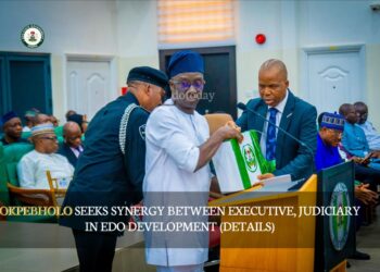 Okpebholo Seeks Synergy Between Executive, Judiciary In Edo Development (DETAILS)