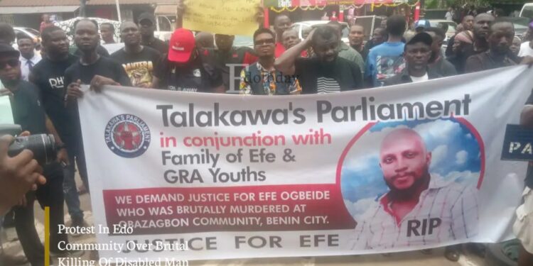 Protest In Edo Community Over Brutal Killing Of Disabled Man