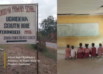 School Seek Okpebholo’s Attention As Pupils Study In Flooded Classrooms