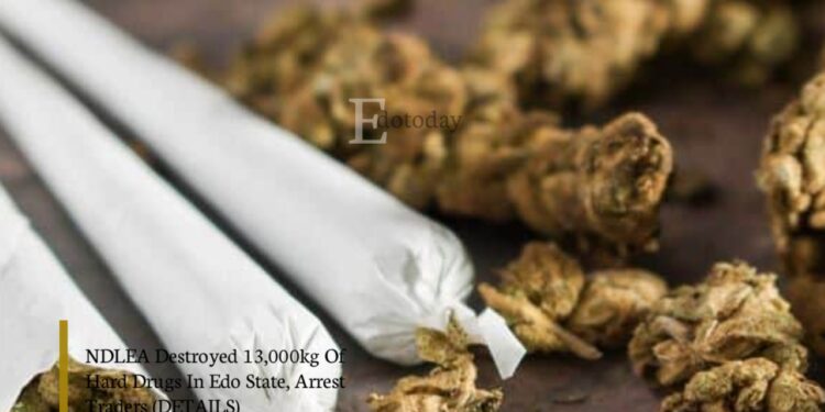 NDLEA Destroyed 13,000kg Of Hard Drugs In Edo State, Arrest Traders (DETAILS)