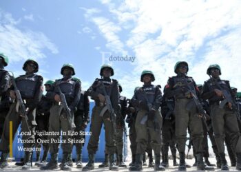 Local Vigilantes In Edo State Protest Over Police Seized Weapons