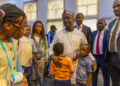 Governor Monday Okpebholo addressing Edo returnees evacuated from South Africa after xenophobic attacks at Government House, Benin City.