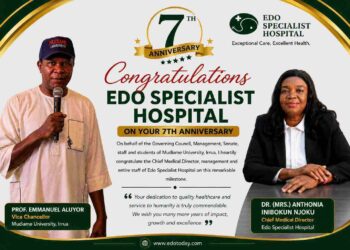 Mudiame University Vice Chancellor Congratulates Edo Specialist Hospital on 7th Anniversary