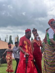Student Dressed in Oba Attire in Mudiame University Cultural day