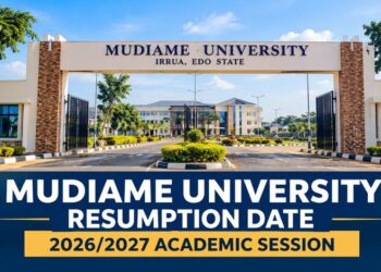 Mudiame University Irrua Announces Resumption Date for 2026/2027 Academic Session for New and Returning Students